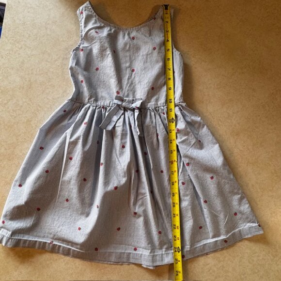 H&M Blue Pinstripe Strawberry Dress sz 7/8 - Picture 6 of 8